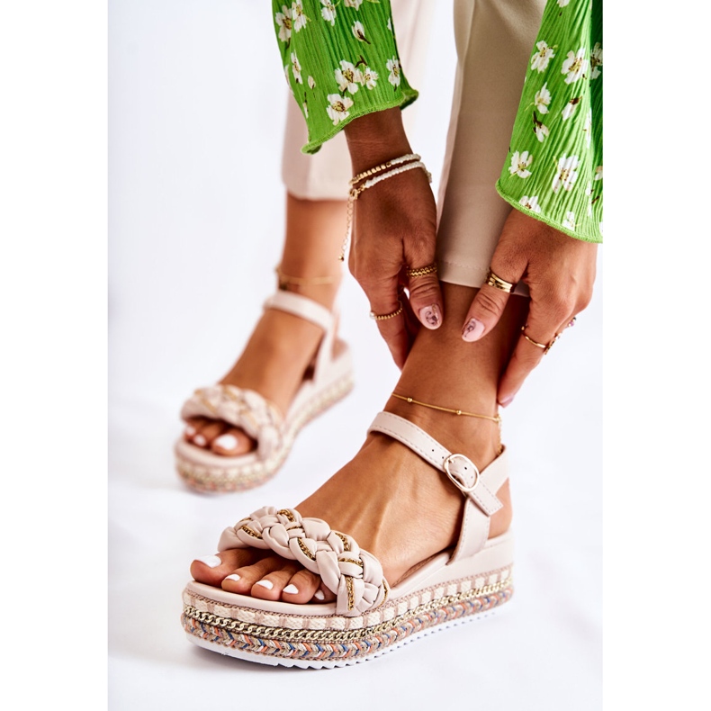 PS1 Sandalias Mujer Cuña Beige Chaves dorado 1