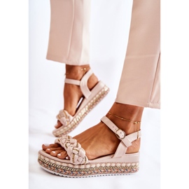 PS1 Sandalias Mujer Cuña Beige Chaves dorado 3
