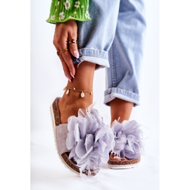 PS1 Pantuflas Mujer Ante Flor Decorativa Gris Alimos 1