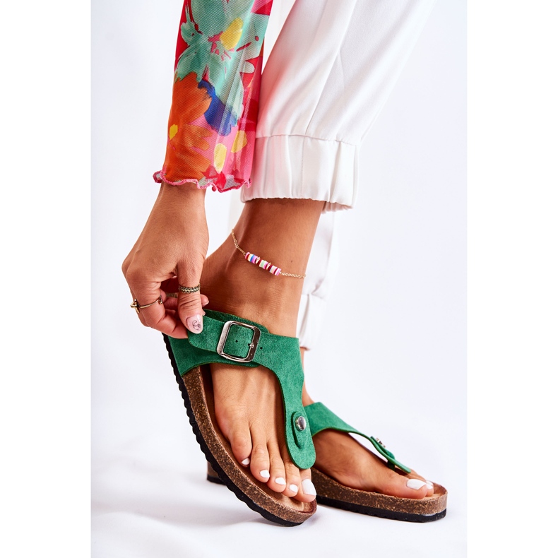 FB1 Pantuflas De Mujer Con Hebilla Verde Elina 2 FB1 Pantuflas De Mujer Con Hebilla Verde Elina 2