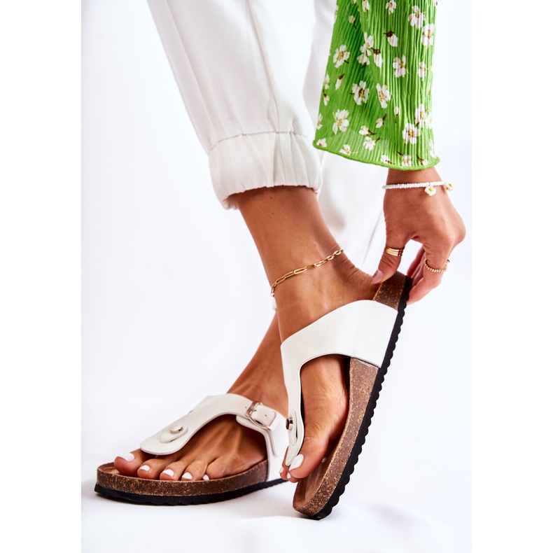 FB1 Pantuflas De Mujer Con Hebilla Blanca Elina blanco 1