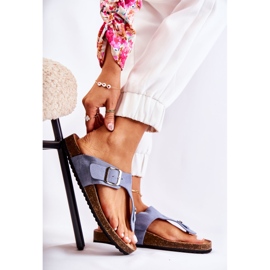 FB1 Pantuflas De Mujer Con Hebilla Azul Elina 1