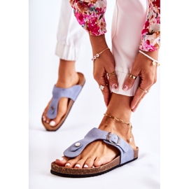 FB1 Pantuflas De Mujer Con Hebilla Azul Elina 2