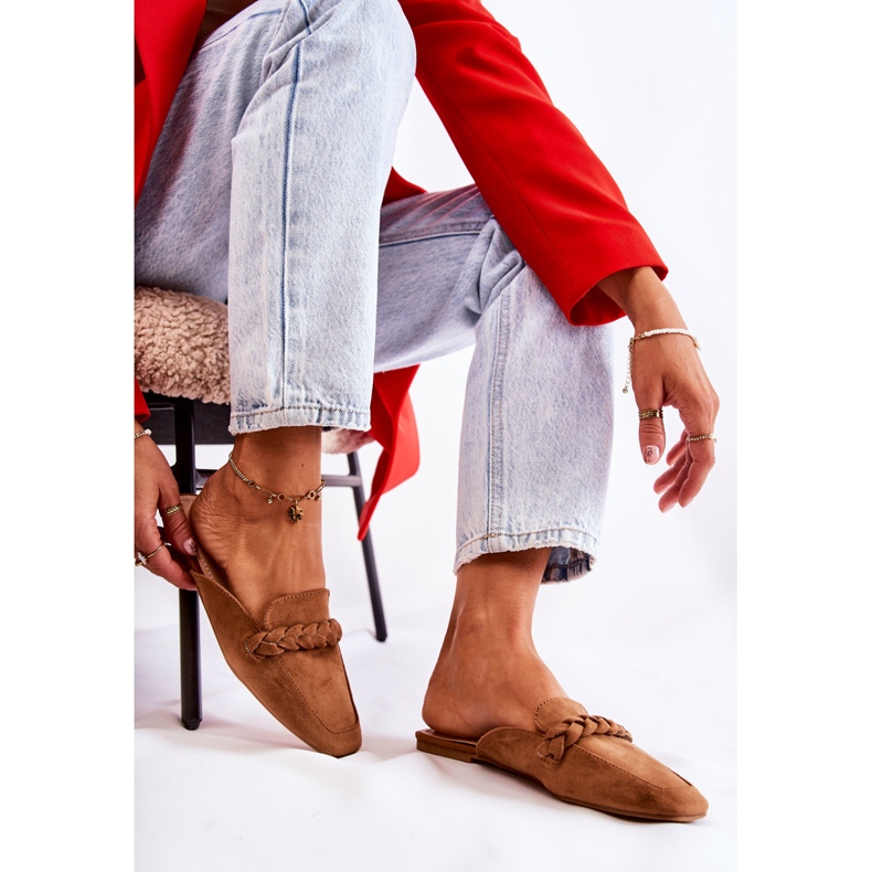 FB1 Pantuflas Mujer Ante Beige Olena marrón 2