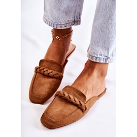 FB1 Pantuflas Mujer Ante Beige Olena marrón 4