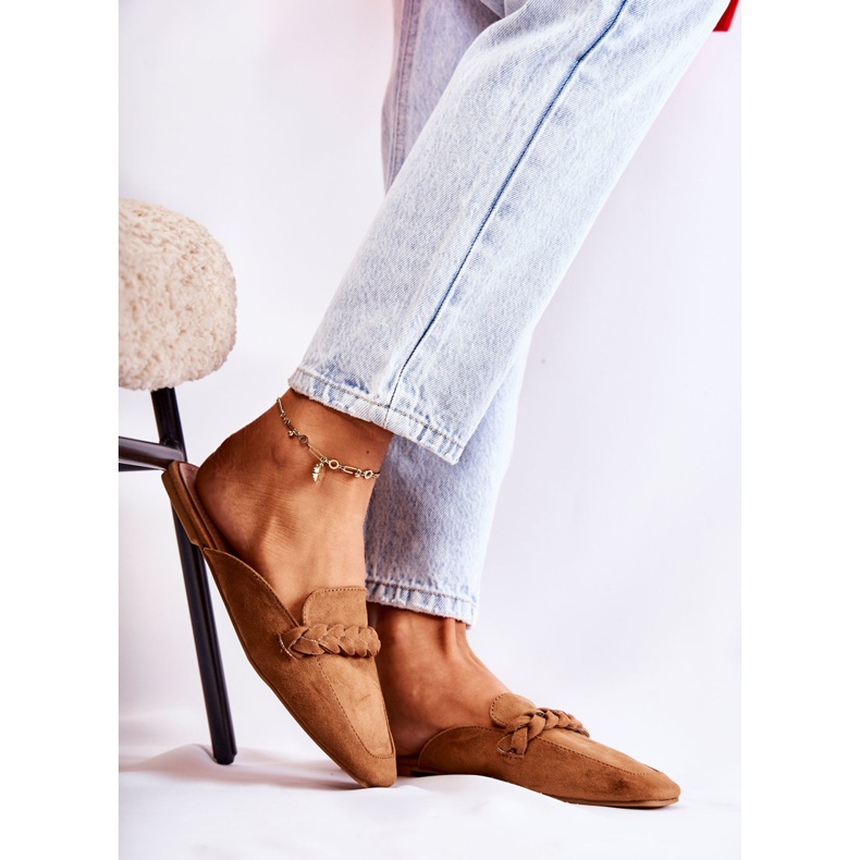 FB1 Pantuflas Mujer Ante Beige Olena marrón 1