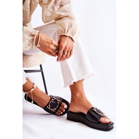 S.Barski Pantuflas De Mujer De Cuero Negras De Moda Adaline negro 2