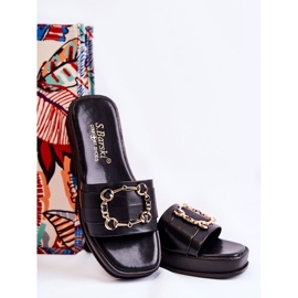S.Barski Pantuflas De Mujer De Cuero Negras De Moda Adaline negro 6