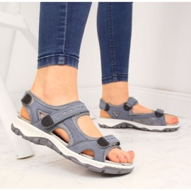 Sandalias de piel con velcro Rieker W RKR458 azul 2