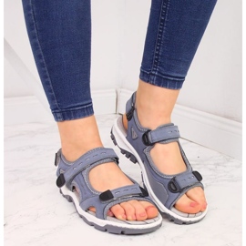 Sandalias de piel con velcro Rieker W RKR458 azul 3