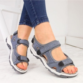 Sandalias de piel con velcro Rieker W RKR458 azul 5