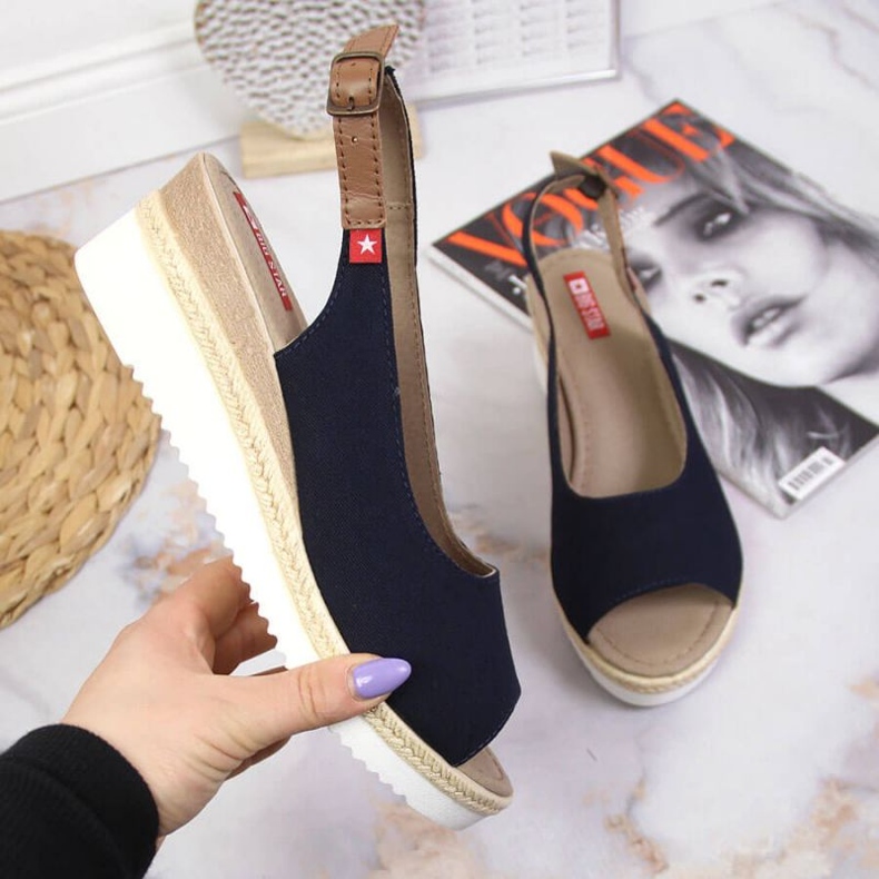 Sandalias con cuña Big Star Jr INT1727A azul marino 1