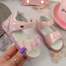 BM Sandalias velcro con lazo Miss❤E Jr EU650B rosa rosado 1