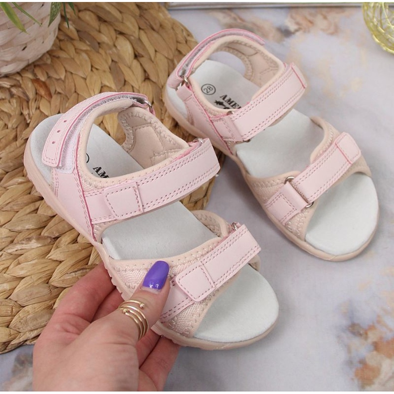 Sandalias velcros American Club Jr AM895A rosa 1
