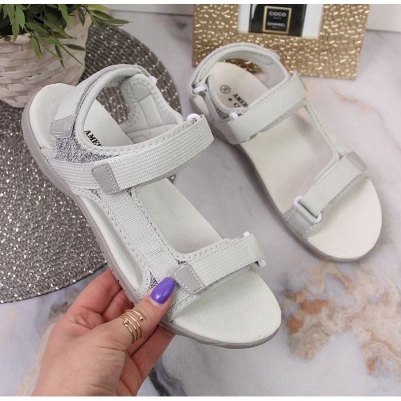 American Club W AM896B sandalias velcro gris 1