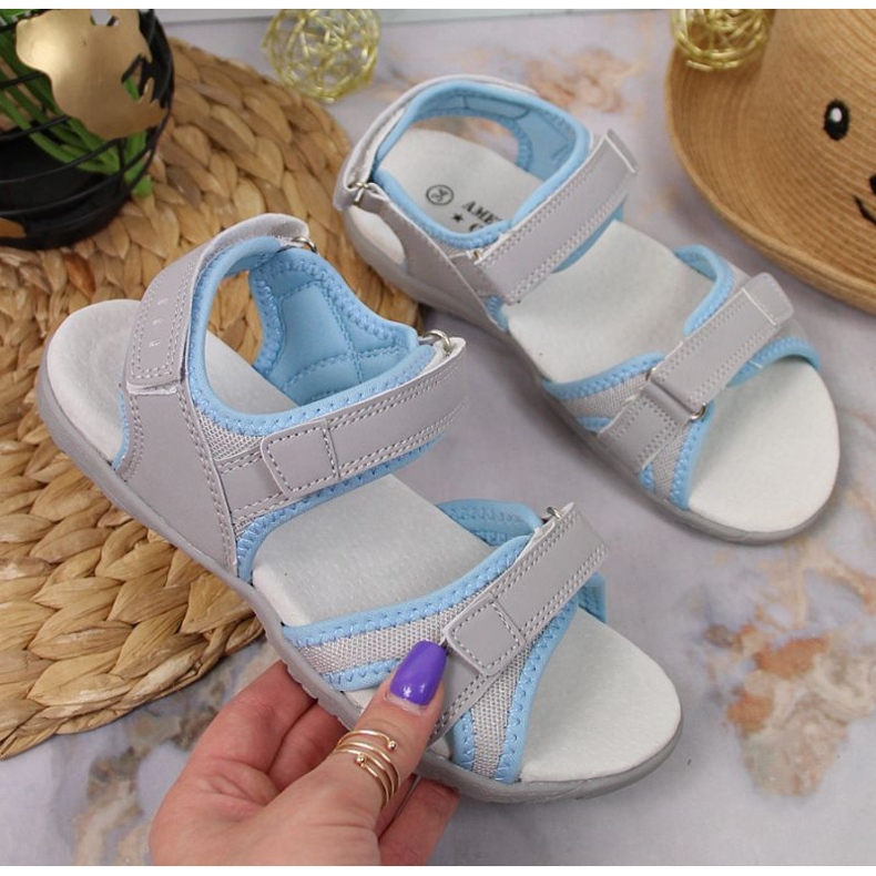 American Club Jr AM898A sandalias velcro gris 1