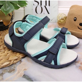 Sandalias velcros American Club Jr AM898B azul marino-menta 3