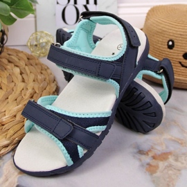 Sandalias velcros American Club Jr AM898B azul marino-menta 6