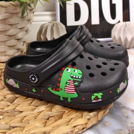 Zapatillas American Club Jr.AM900A negras con dinosaurio negro 2