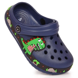 Zapatillas de casa American Club Jr.AM900B azul marino con dinosaurio 5