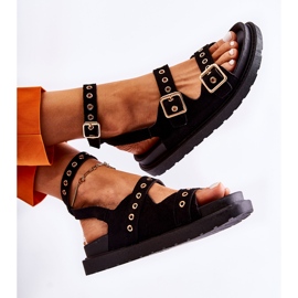 PM1 Sandalias Mujer De Ante Con Tiras Parys Negras negro 4