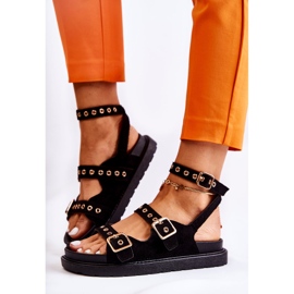 PM1 Sandalias Mujer De Ante Con Tiras Parys Negras negro 5