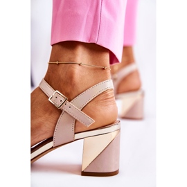 Sergio Leone Sandalias De Cuero On A Bar En Beige Dorado Corane 5