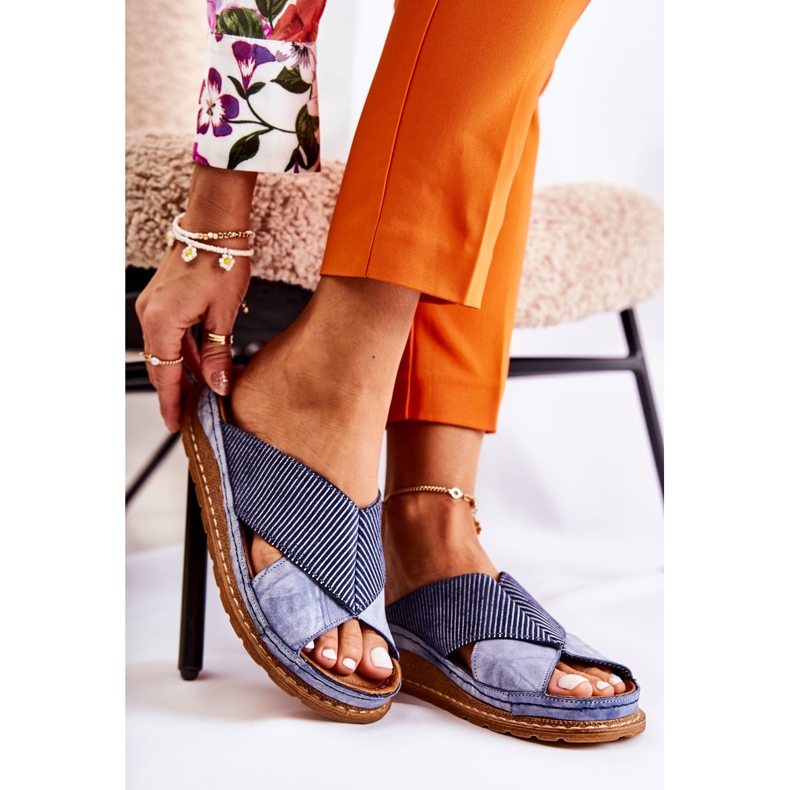 Zapatillas perfiladas de cuero Maciejka 04986-17 Azul 2