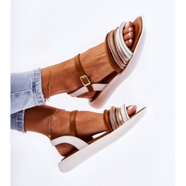 Sandalias de mujer de cuero de moda Maciejka 05561-11 Blanco multicolor 5