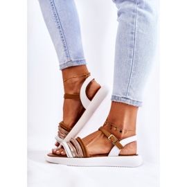 Sandalias de mujer de cuero de moda Maciejka 05561-11 Blanco multicolor 6