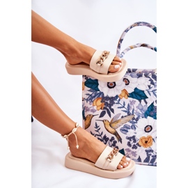 S.Barski Pantuflas Megosa Beige De Moda Con Cadena 5