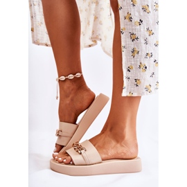S.Barski Pantuflas Megosa Beige De Moda Con Cadena 4