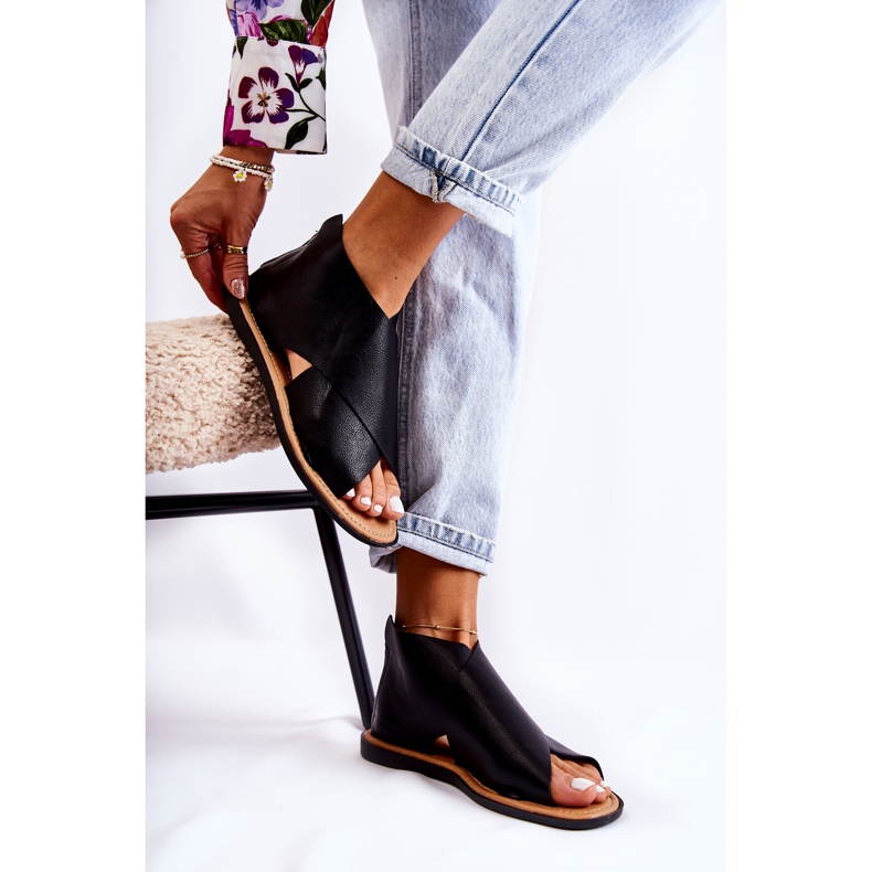 S.Barski Sandalias Catalise de mujer de piel negra negro 1