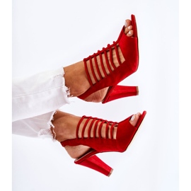 S.Barski Sandalias de tacón alto de gamuza roja de Vinnie rojo 8