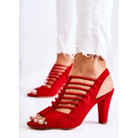 S.Barski Sandalias de tacón alto de gamuza roja de Vinnie rojo 6
