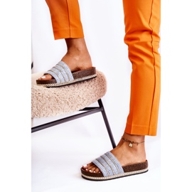 S.Barski Pantuflas Clásicas De Mujer Con Cadena Azul Maddy 3