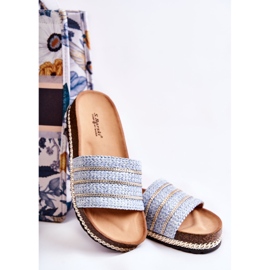 S.Barski Pantuflas Clásicas De Mujer Con Cadena Azul Maddy 7