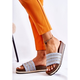 S.Barski Pantuflas Clásicas De Mujer Con Cadena Azul Maddy 8