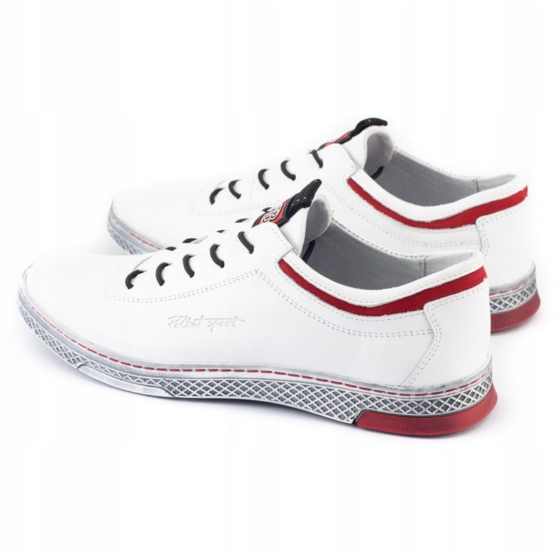 Polbut Zapato casual piel hombre K23 blanco con rojo 1