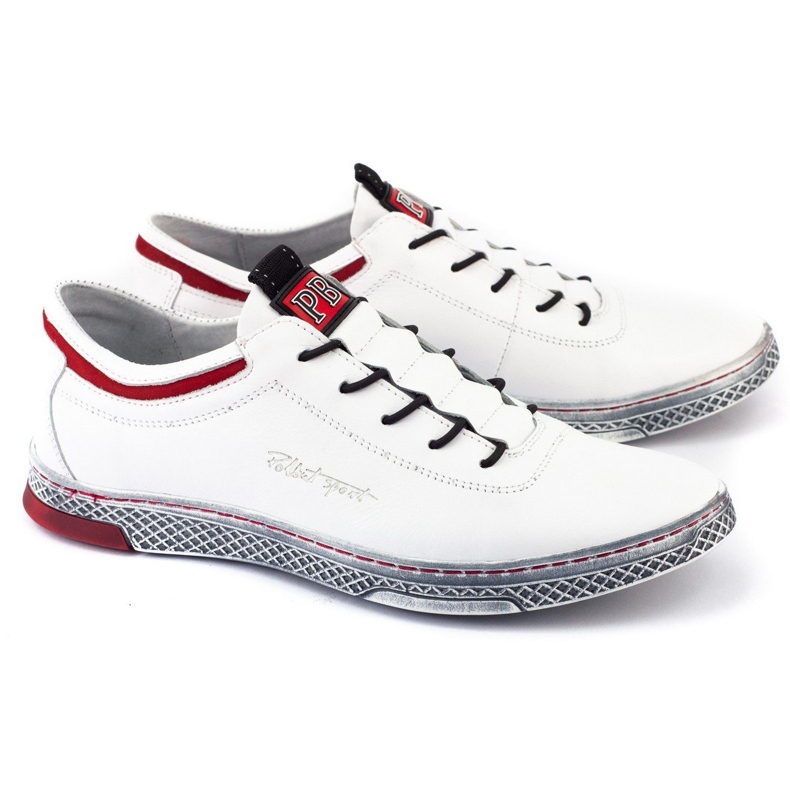 Polbut Zapato casual piel hombre K23 blanco con rojo 3