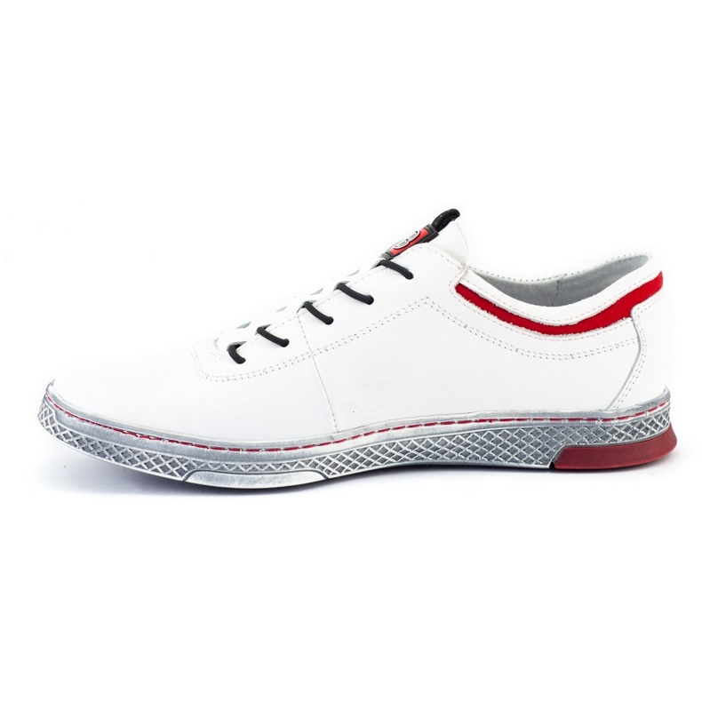 Polbut Zapato casual piel hombre K23 blanco con rojo 4