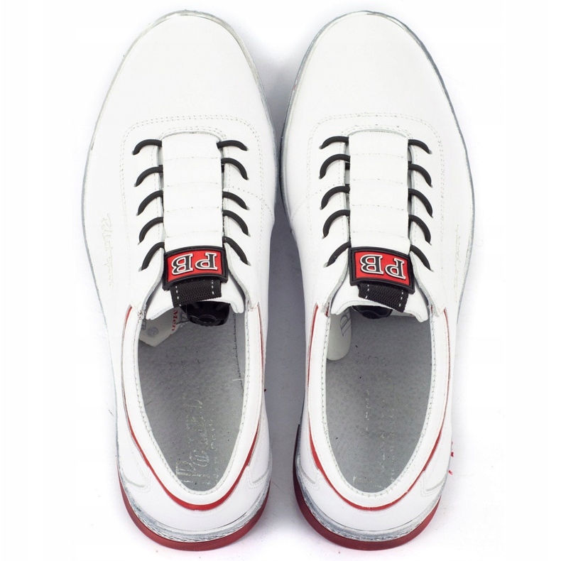 Polbut Zapato casual piel hombre K23 blanco con rojo 5