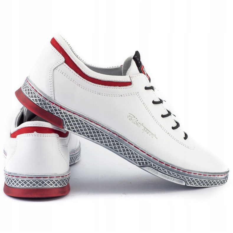 Polbut Zapato casual piel hombre K23 blanco con rojo 7