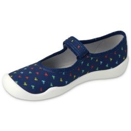 Pantuflas infantiles befado con velcro 114Y490 azul marino 1