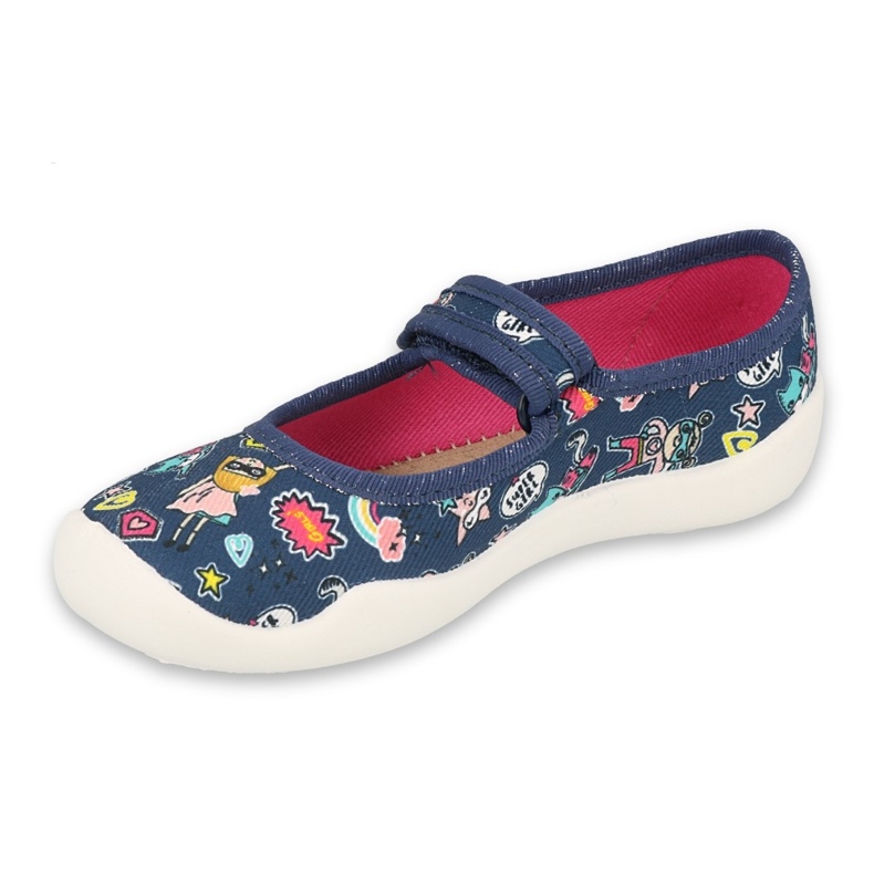 Zapatillas para niños de Befado 114x482 azul marino con aplicaciones coloridas 1