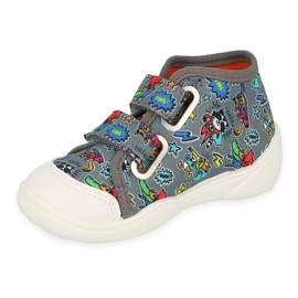 Zapatillas para niños de Befado 212p079 gris con aplicaciones coloridas 1 Zapatillas para niños de Befado 212p079 gris con aplicaciones coloridas 1