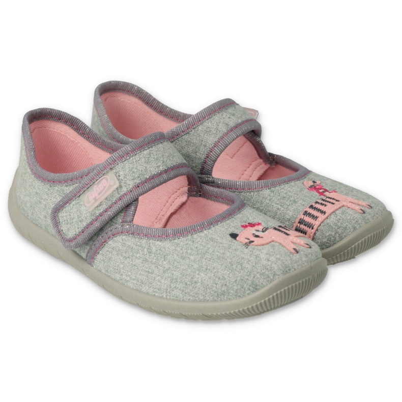 Zapatillas para niños de Befado con un gatito 955x006 rosa gris 1
