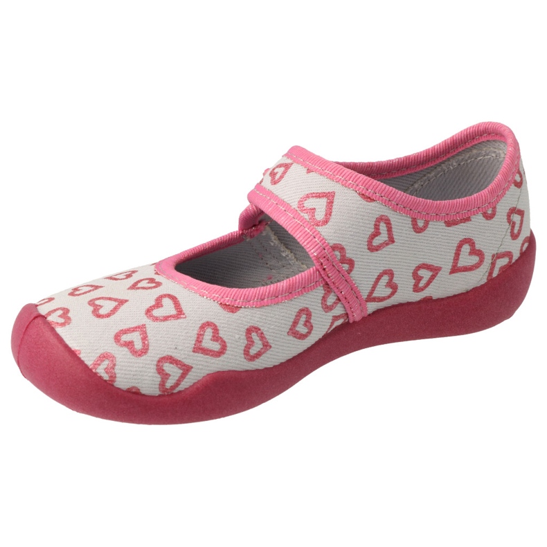 Zapatillas para niños de Befado con velcro en los corazones 123x070 rosado 1