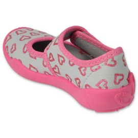 Zapatillas para niños de Befado con velcro en los corazones 123x070 rosa 2