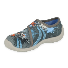 Zapatillas para niños de Befado gris velcro 560x156 azul 3